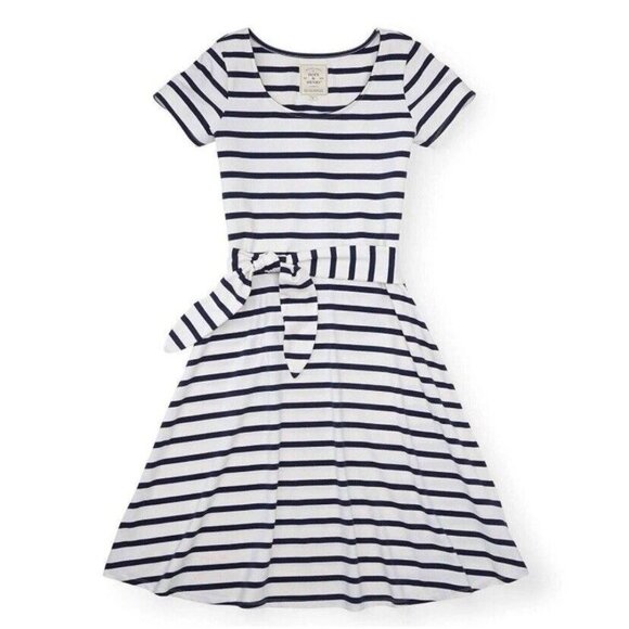 Hope & Henry Short Sleeve Tie Front Striped Dress White &‎ Navy Size S Nautical - Picture 1 of 14